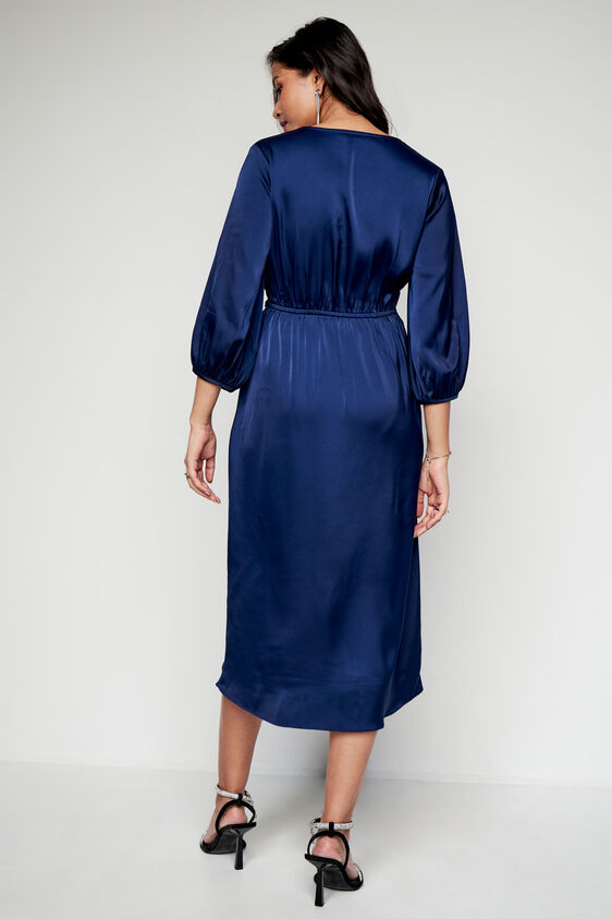 Navy Solid High-Low Dress, Navy Blue, image 5